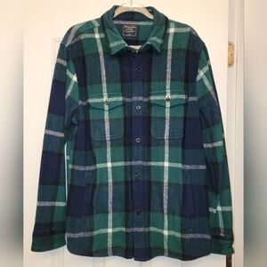 Abercrombie & Fitch Green and Blue Flannel Shacket
